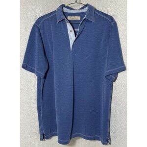 Tommy Bahama Mens Sz M Heather Blue Polo Short Sleeve Shirt Nautical Beachy